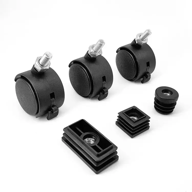 

4Pcs Heavy Duty Caster Sockets Adjustable Furniture Leg Levelers with Brake Sliding Sleeve Fit 25~50mm Square & Round