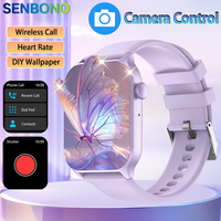 SENBONO Women Men Smart Watch with Camera Control Bluetooth Call Heart Rate Sport Tracker Fitness Tracker for Android iOS