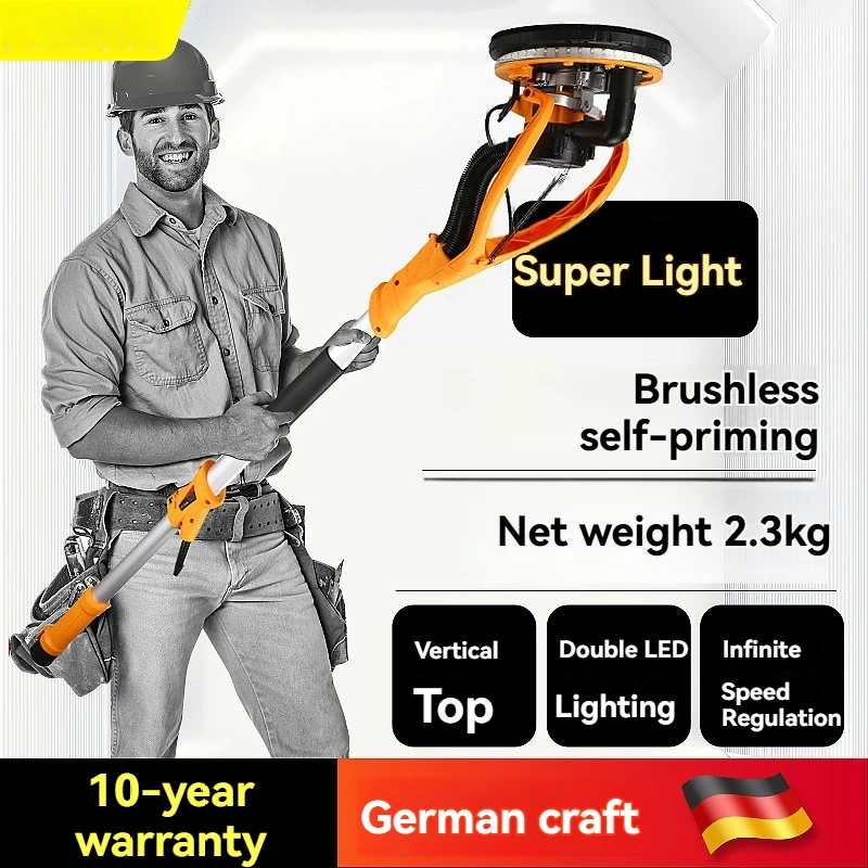 1980W Brushless Wall Polishing Machine LED Light Detachable No Dead Angle Cleaning Tool for Home Use