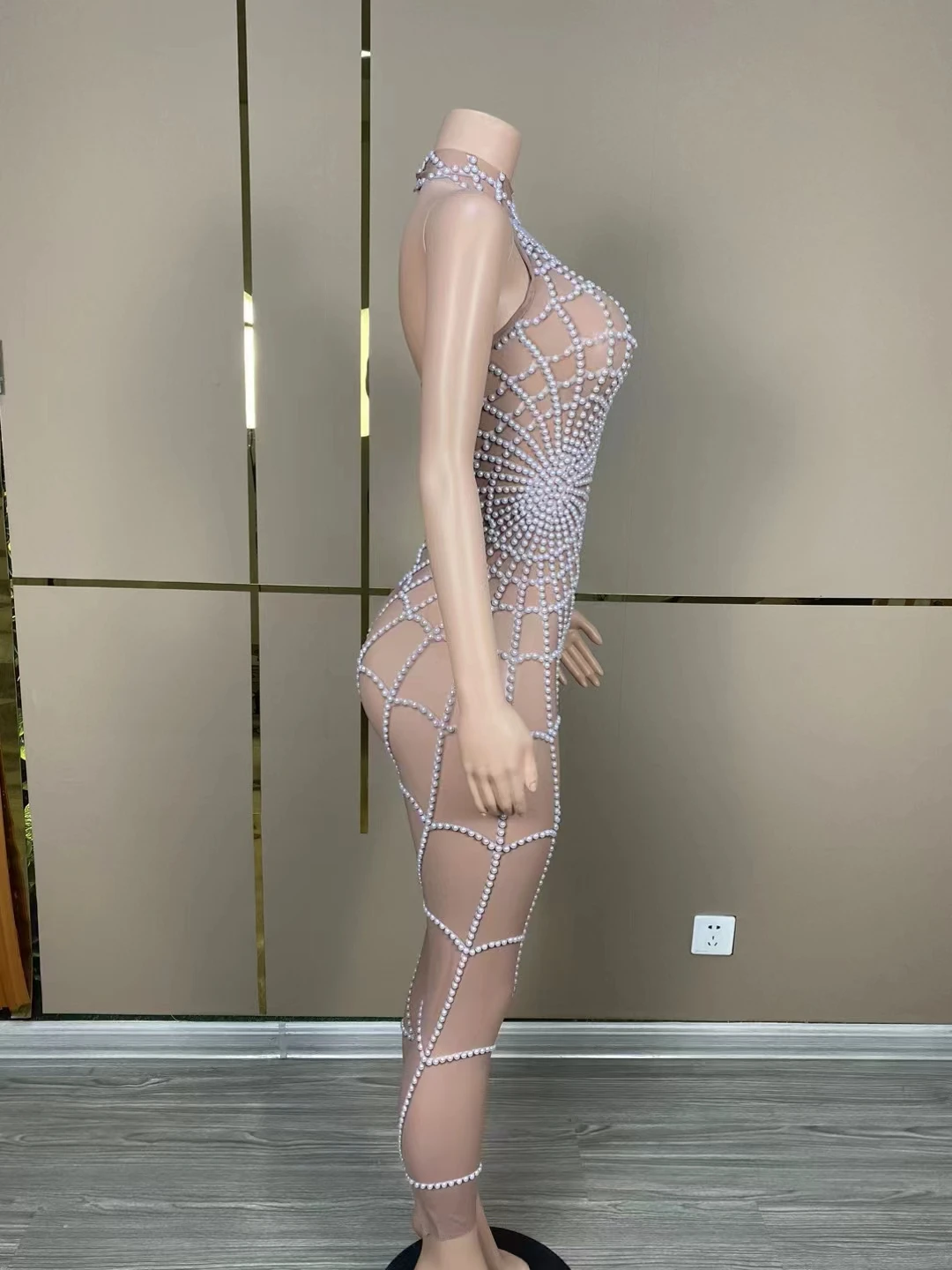 بذلة شبكية ضيقة مثيرة للمسرح ، زي فيستيفا ، انظر من خلال السحب ، حفلة نادي الملكة ، احتفال عيد الميلاد ، D100