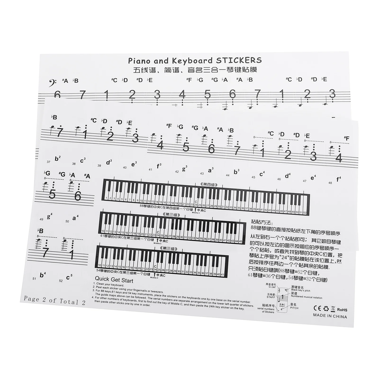 

Pvc Keyboard Sticker For Piano Beginner Durable Wear-Resistant Fade-Proof Easy Apply Remove Piano Accessories Music