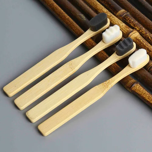 Nuevo cepillo de dientes de bambú para niños, cepillos de dientes biodegradables, cerdas Extra suaves, cepillo de dientes de cerdas naturales suaves 10000