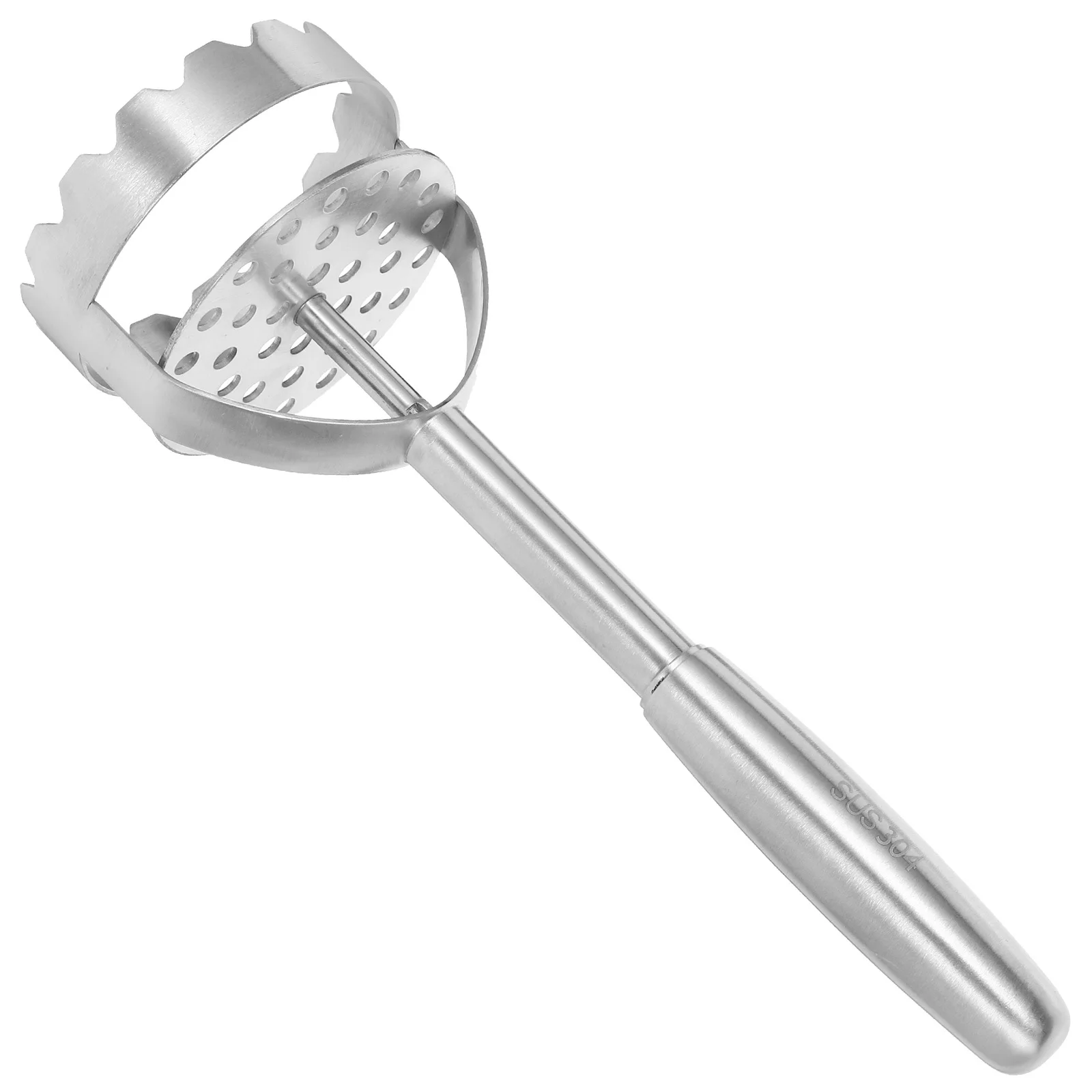 

Kitchen Stainless Steel Potato Masher Thickened Plate Non-Slip Handle Manual Masher for Vegetables Fruits
