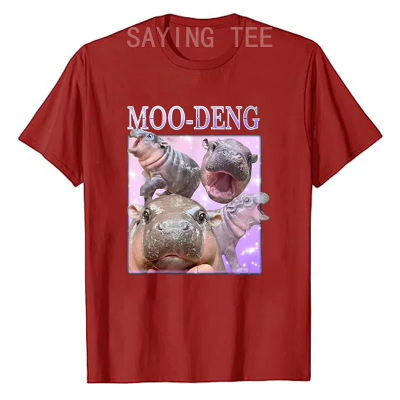 MOO-DENG IL FAMOSO BABY PIGMY HIPPO MOODENG T-shirt Umorismo Divertente Camicette a maniche corte O-Collo Grafica di moda Y2k Top Saying Tee