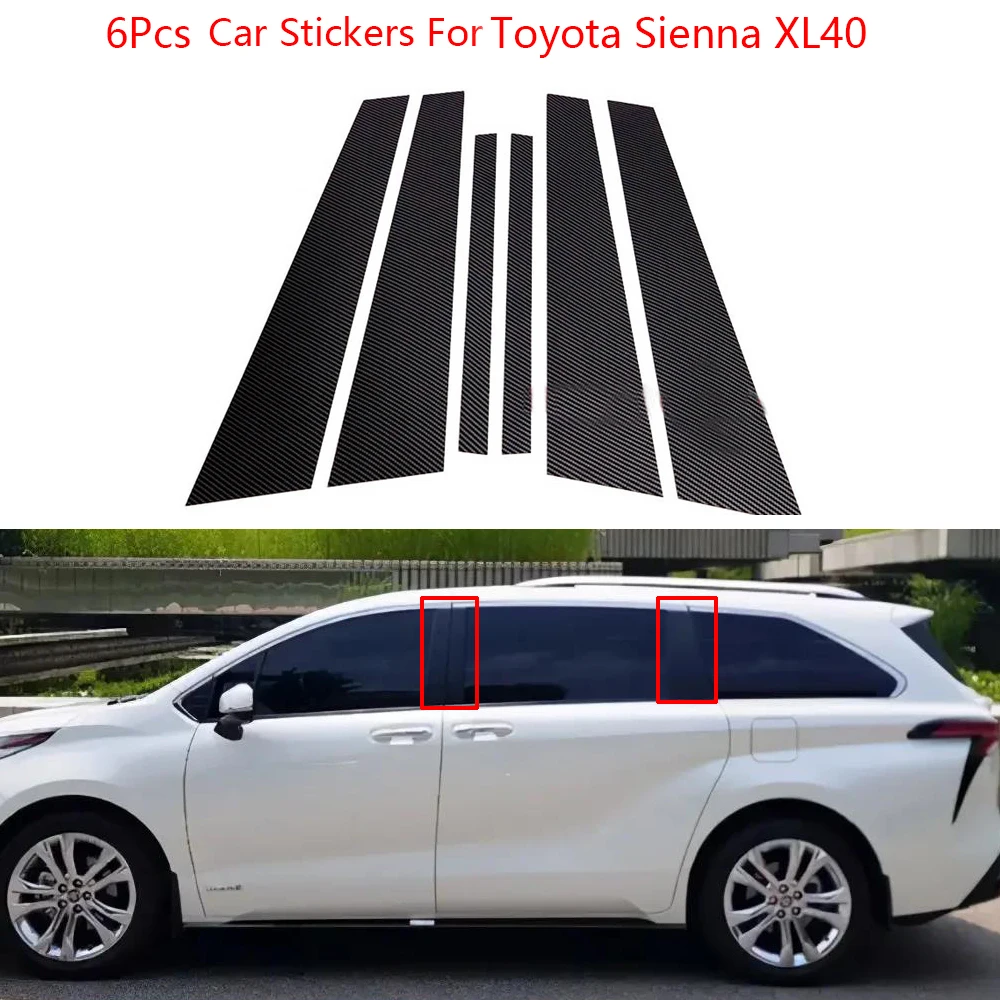 

6Pcs/set Car Window Door Center B C Pillars Post Cover Trims For Toyota Sienna XL40 2021-2023 PC Stickers Car Accessories