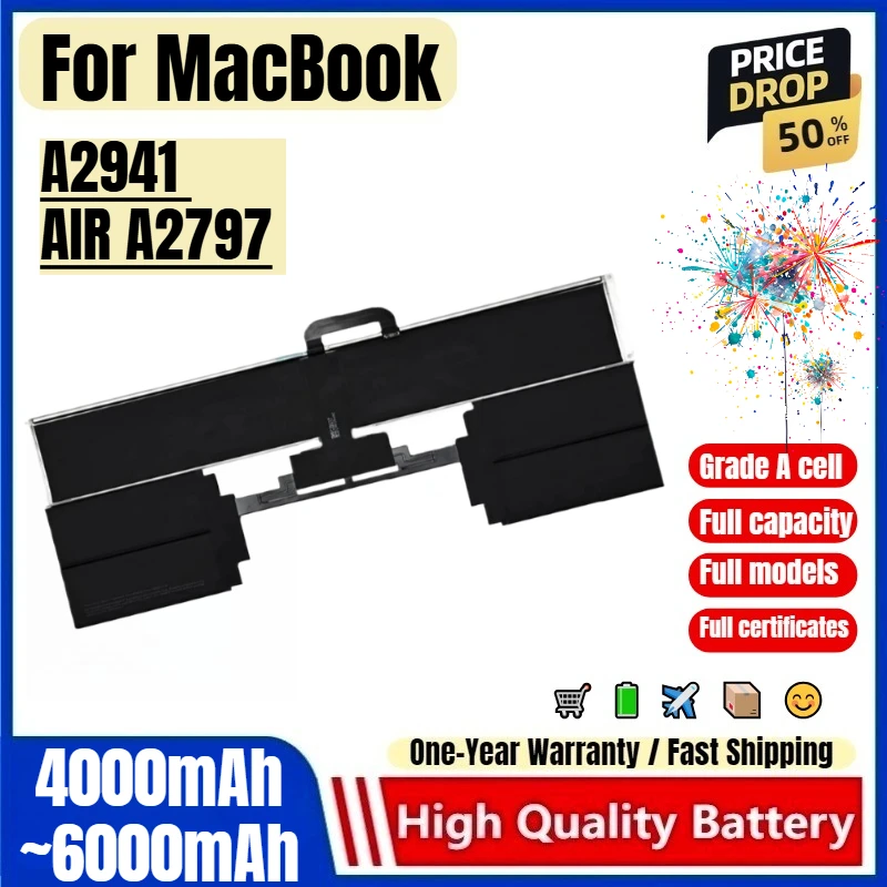 

For MacBook A2941 AIR A2797 laptop battery 0 cycle high quality high capacity battery replacement Bateria Grade A cell with
