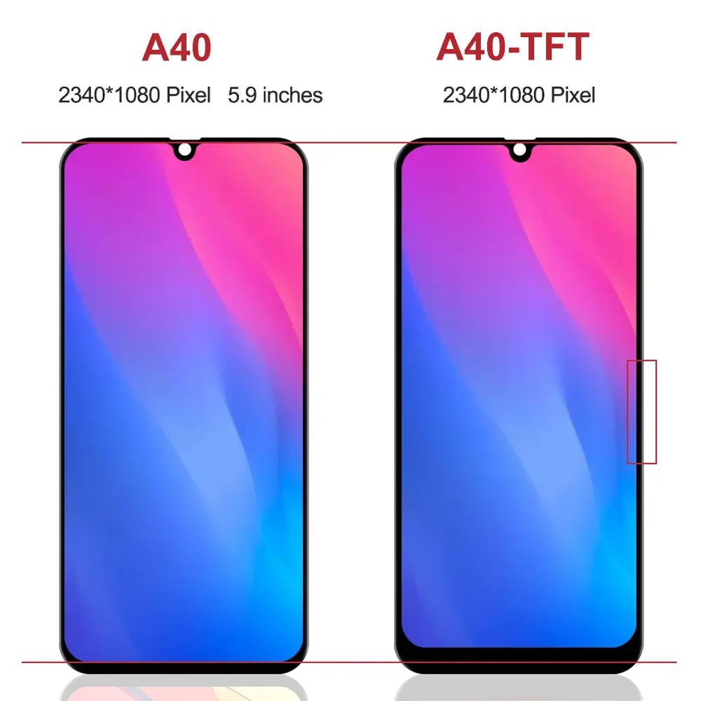 Super AMOLED A40 Display Screen, for Samsung Galaxy A40 A405 A405F A405S LCD Display Digital Touch Screen with Frame Replacement