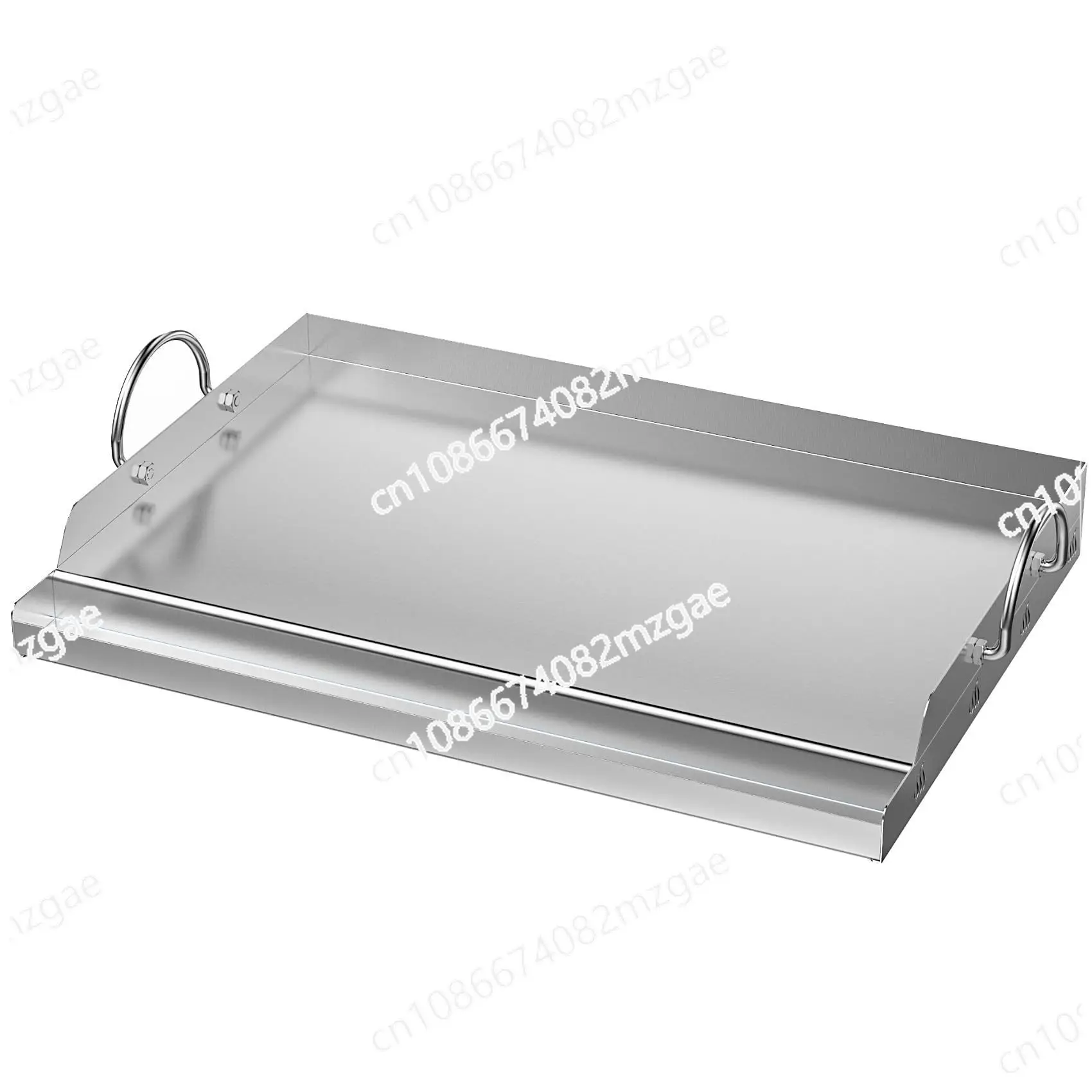 

Универсальный гриль из нержавеющей стали со вставками для тарелки с плоской вершиной, слотами для смазки и ручками.