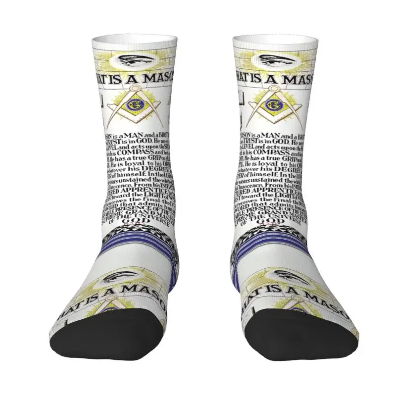 

Harajuku What Is A Masonic Mason Socks Мужчины Женщины Теплые 3D-печатки POEM Master Mason Масонство Спортивные футбольные носки