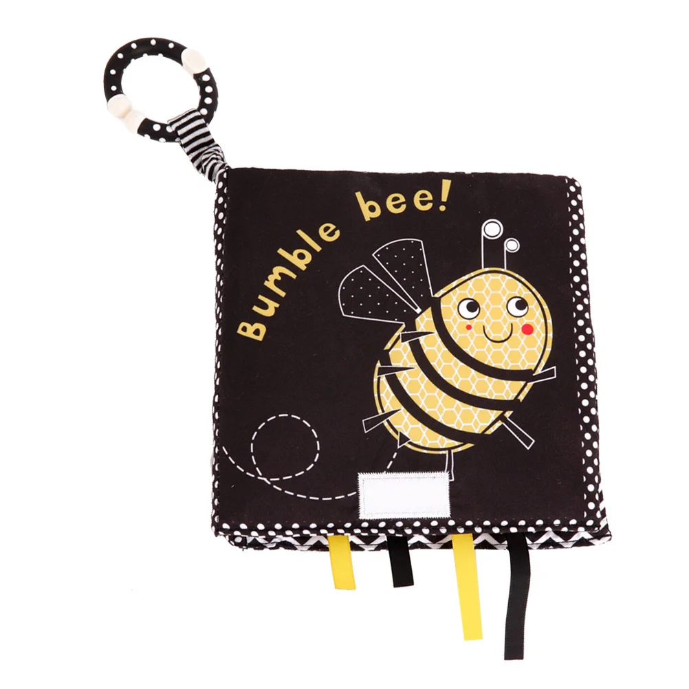 Livre en tissu 3D pour bébé, avec tissu sonore, éducatif, pour nourrissons en bas âge, reconnaissance des couleurs, apprentissage précoce, jeu sensoriel de dessin animé