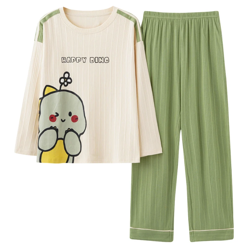 Jesienne zestawy piżam dla par Cartoon męska bielizna nocna rozrywka bawełna Plus rozmiar z długim rękawem kobiety Homewear pijama Homme Mujer Dropship — zdjęcie 2