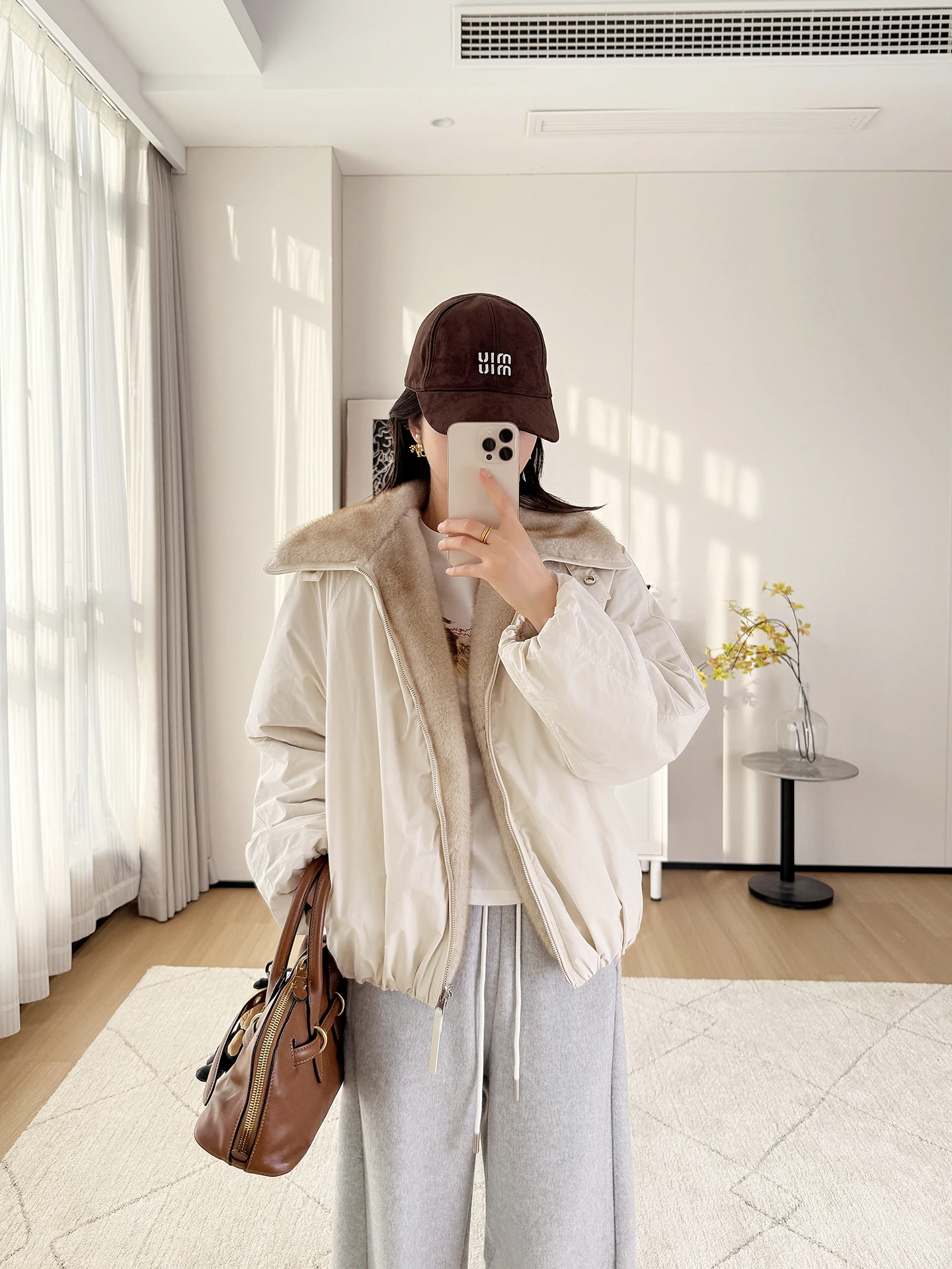 

Двусторонняя носимая экологически чистая меховая парка для женщин, свободная посадка с утягивающим воротником, повседневная длинная све