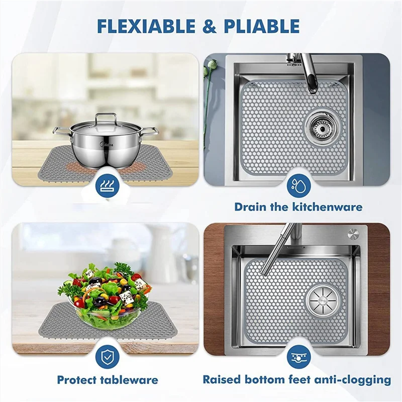 

KYCOR-силиконовый коврик для раковины, 8 комплектов защиты для кухонной мойки с центральным сливом, складной нескользящий термостойкий коврик для раковины