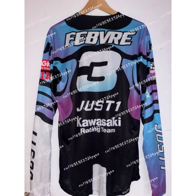 

Kawasaki Motorcycle T-Shirt New #3Febvre T-Shirt Summer Riding T-Shirt Sunscreen Fast Drying Sweat Absorbing Long Sleeve T-shirt