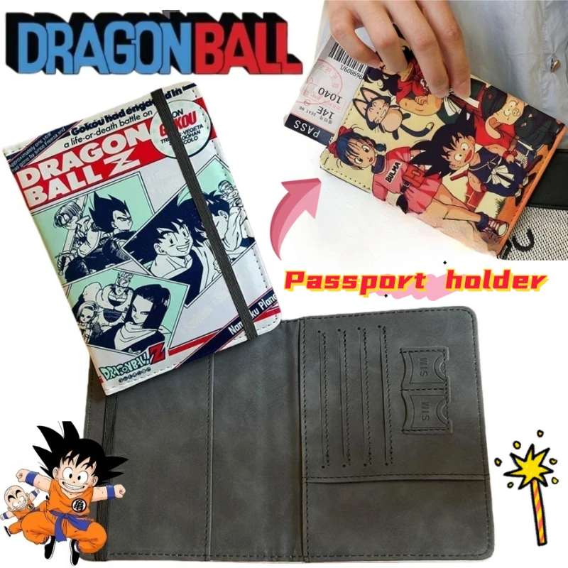 

Dragon Ball Son Goten Bulma Vegeta Creative Cartoon Passport Holder ID Bag Travel Multi-functional Portable Storage Card Bag