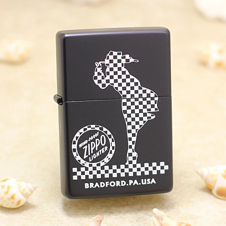 

Genuine Zippo lattice Wind Girl oil lighter copper windproof cigarette Kerosene lighters Gift with anti-counterfeiting code