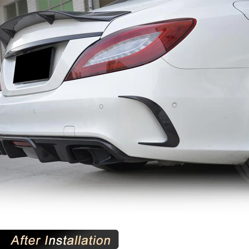 Canards de parachoques trasero de fibra de carbono para Mercedes Benz CLS clase W218 CLS63 AMG Sedan 2015-2017 Kits de carrocería de aletas traseras de carreras FRP