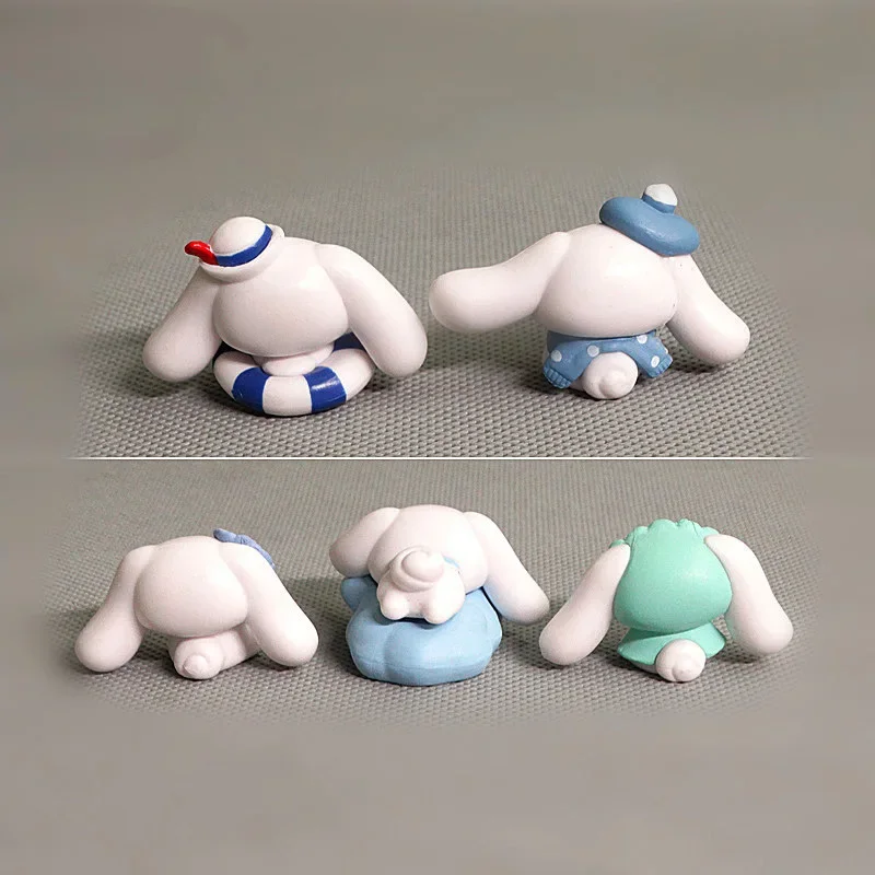 Figuras de acción de Sanrio Cinnamoroll para niños, juguetes de dibujos animados Kawaii, Decoración de mesa, adorno para habitación, regalos, 5 piezas