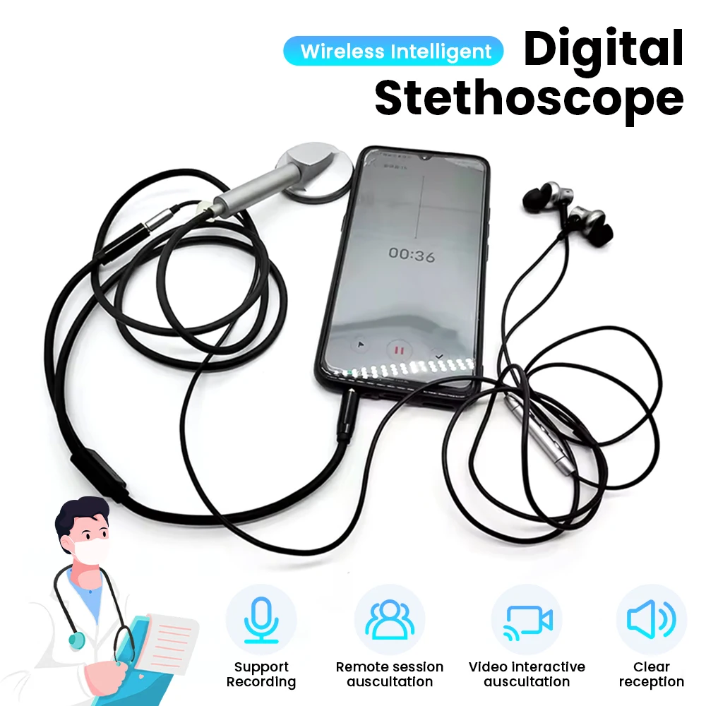 

Wireless Digital Stethoscope With Bluetooth Non Contact Mobile Phone Stethoscope For Clinic Hospital