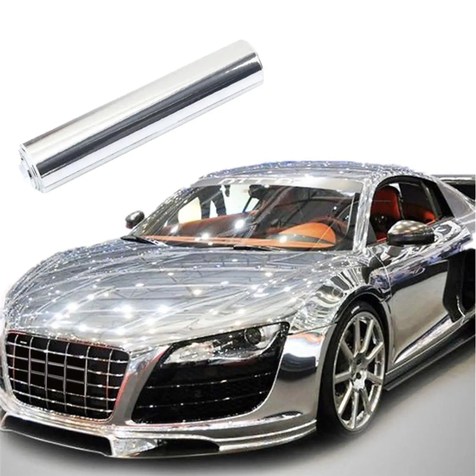 Automotive Chrome silver Vinyl Wrap Sticker Decal Film Sheet, Air Bubble Free Stylish Self Protection Vehicle for Car