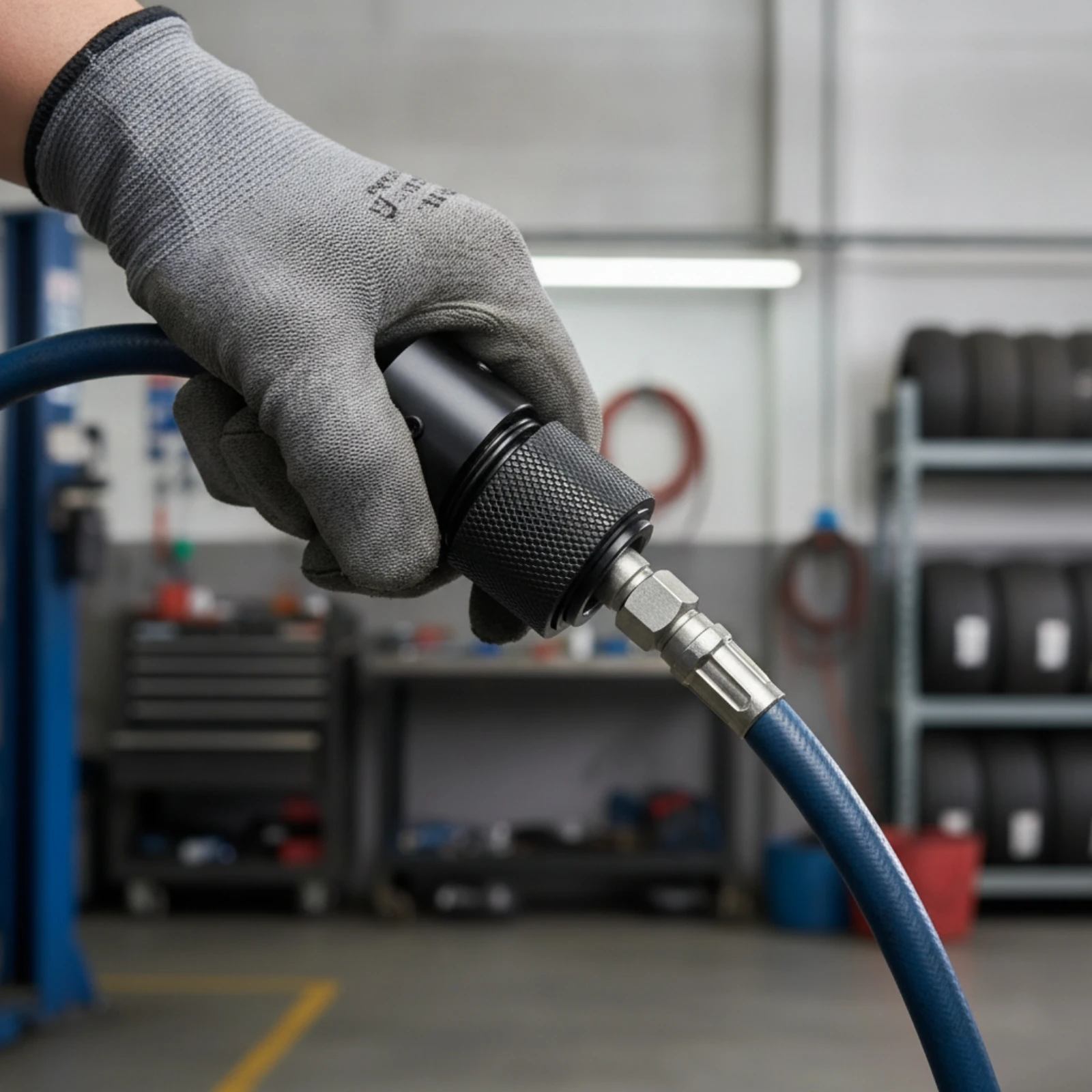 Air Tool Coupler with Locking Screw Push-Fit Self-Lock Quick Connector Pneumatic Quick Coupler Knurled Self-Locking Connector