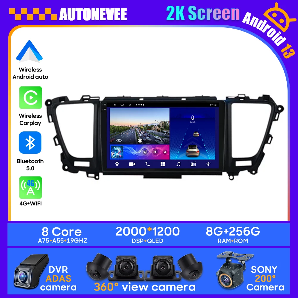 Car Android Auto Radio GPS Player Head Unit For Kia Carnival YP 2014-2020 Multimedia Navigation Carplay No 2din DVD 2 din QLED