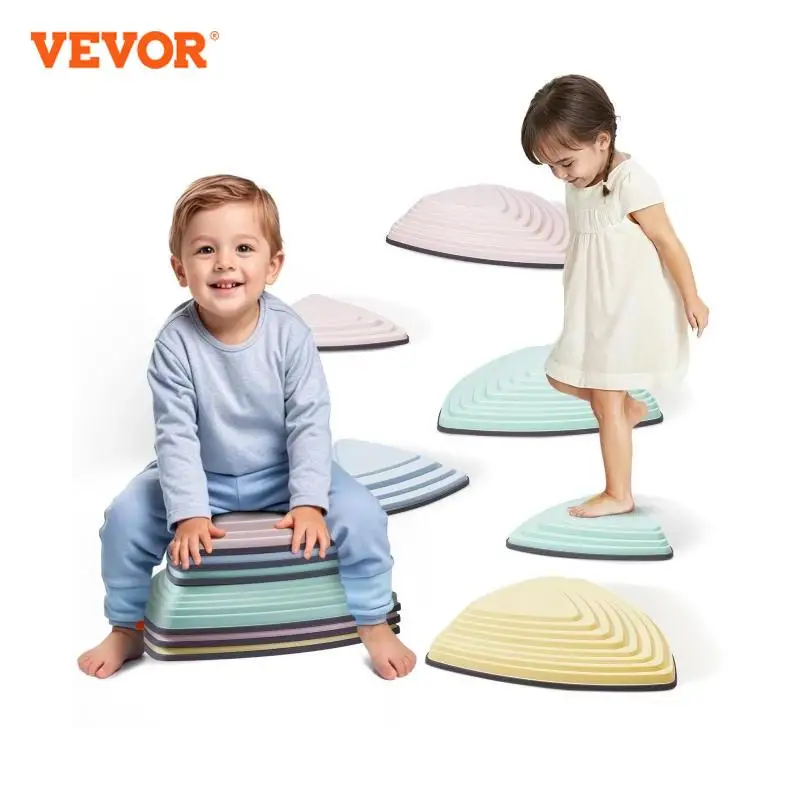 VEVOR 6 PCS Piedras para Escalones de Equilibrio Triángulo Geométrico para Niños Piedras para Saltar para Niños Juego de Coordinación de Carrera de Obstáculos para Niños de 3 Años en Adelante