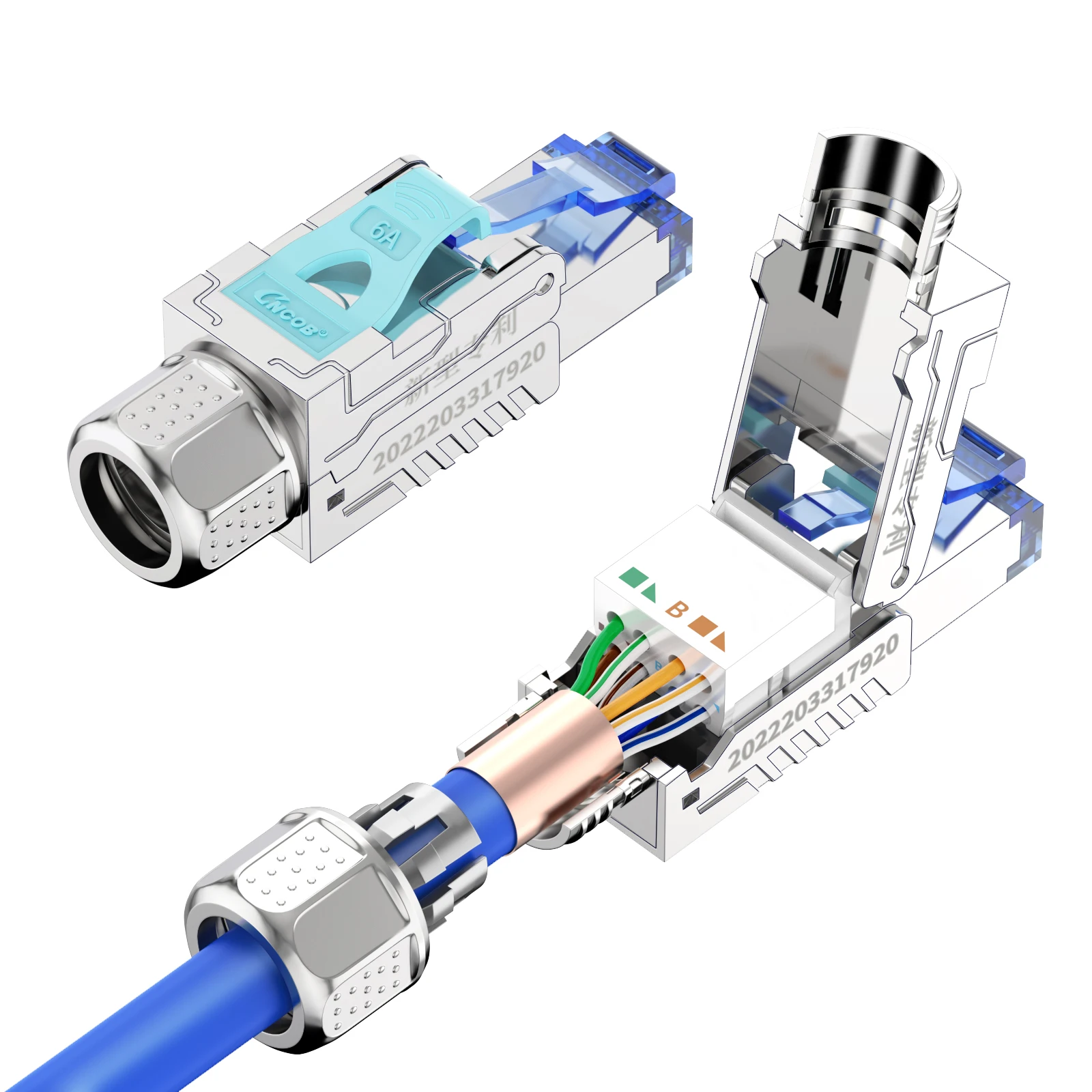 

Коннектор CNCOB RJ45, CAT8, Cat7, CAT6A, без инструментов, многоразовый экранированный коннектор RJ45 для кабелей Ethernet, 10 Гбит/с