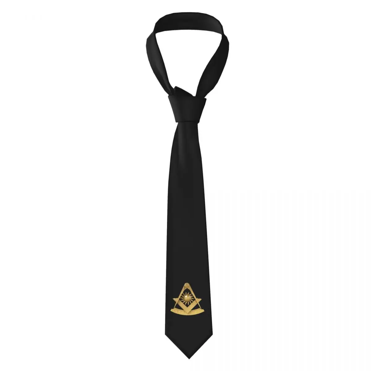 Freemason Gold Square Compass Necktie for Men Silk Polyester 8 cm Neck Ties Wedding Business Tie Casual Gravatas