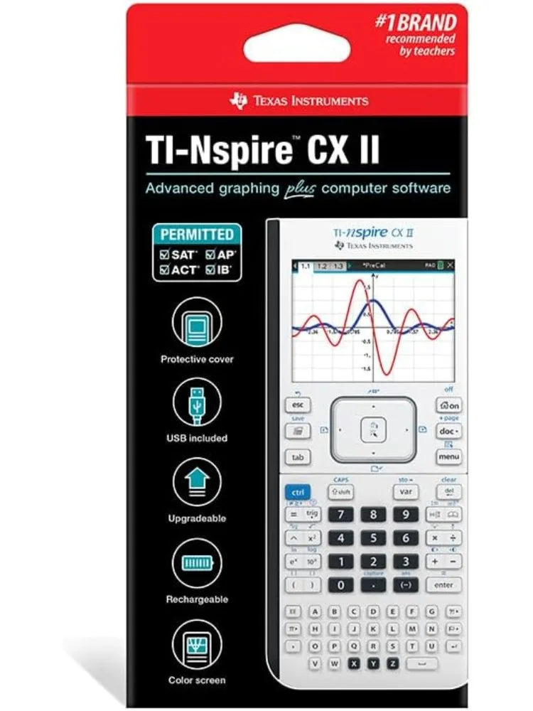 Instruments Calcolatrice grafica a colori TI-Nspire CX II con software per studenti (PC/Mac) Bianco 3,54 x 7,48