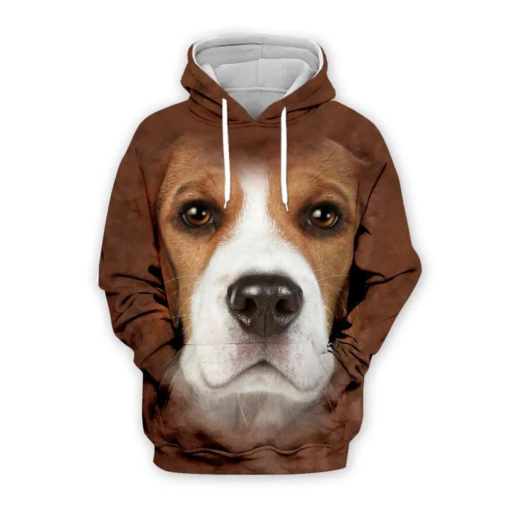 Cute Puppy Dog Hoodies Funny Animal 3D Print Men Women Oversized Pullover Casual Hooded Sweatshirts Streetwear Male Tops Clothes