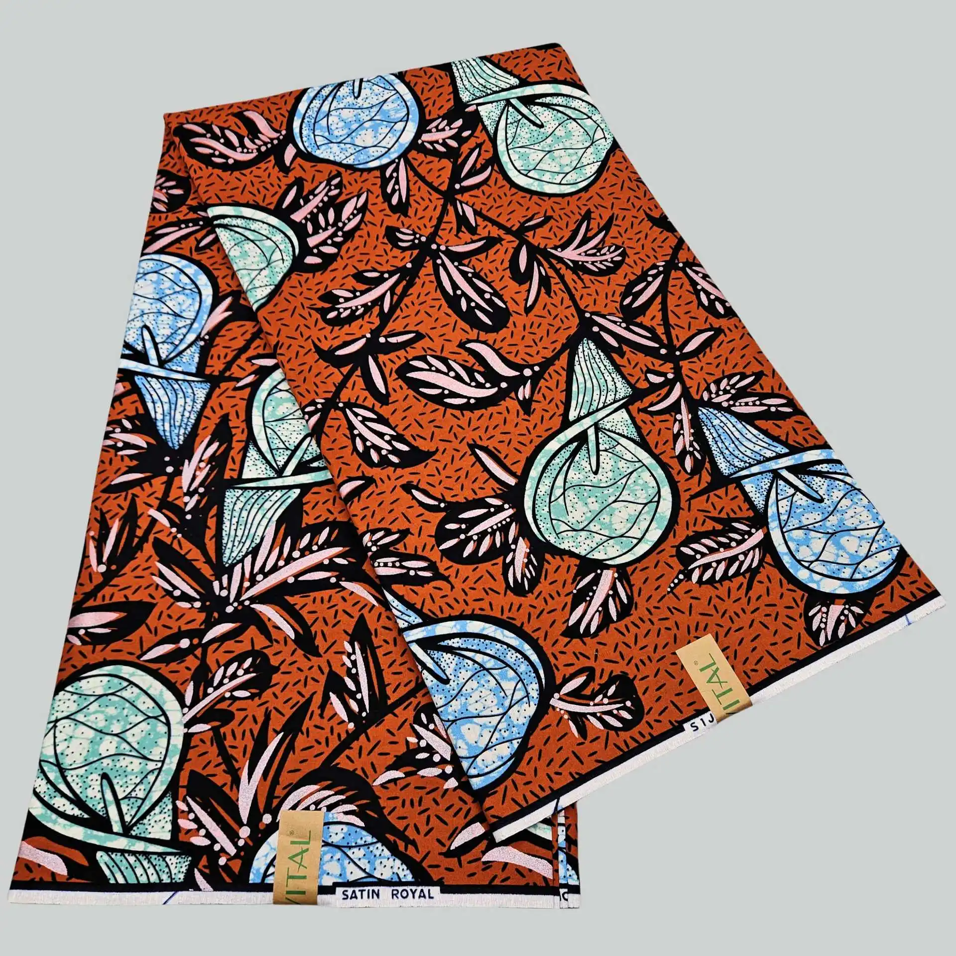 

46Inch Wide 6Yards Long Cotton African Wax Fabric for DIY Sewing Batik Fabric for Printed Orange Red Dress Cushions Sofa R2921