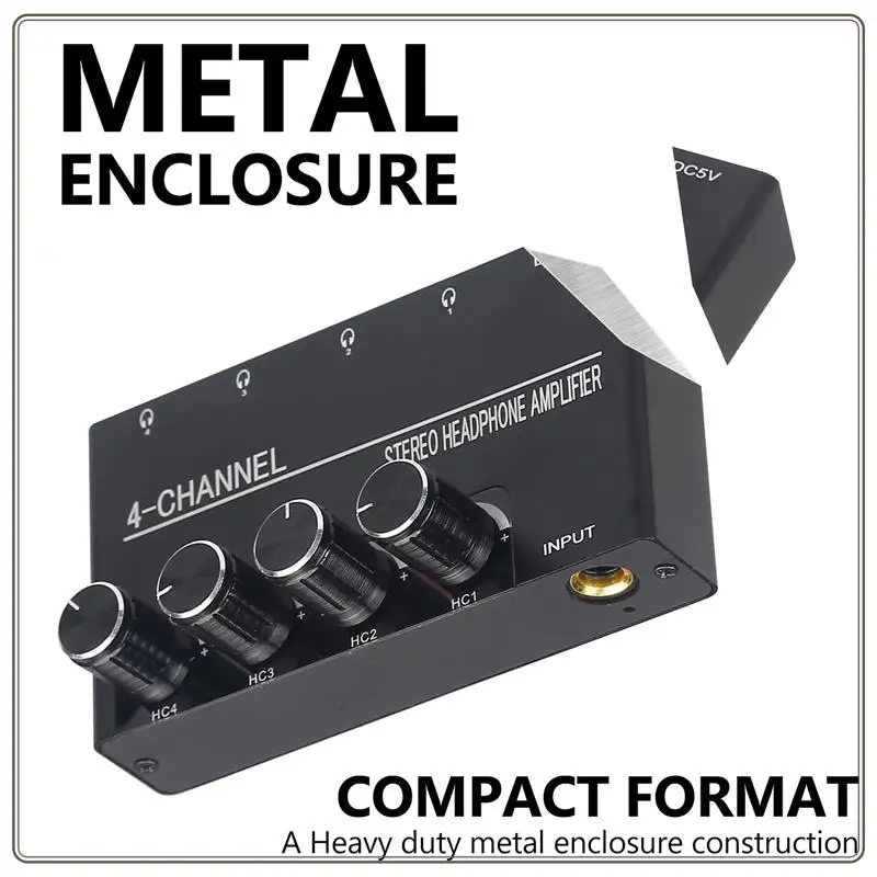 Reliable-Headphone Amplifier Compact Stereo Earphone Amplifier Audio Amplifier 4 Channels For 6.35MM Jack With Volume Control Du