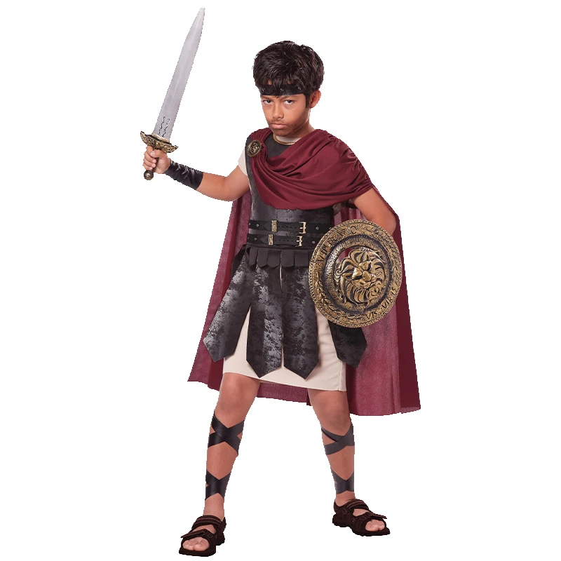 2025 Recién llegado, vestido de gladiador romano para niño, disfraz de Halloween, traje de semana del libro, disfraz de guerrero espartano para niño