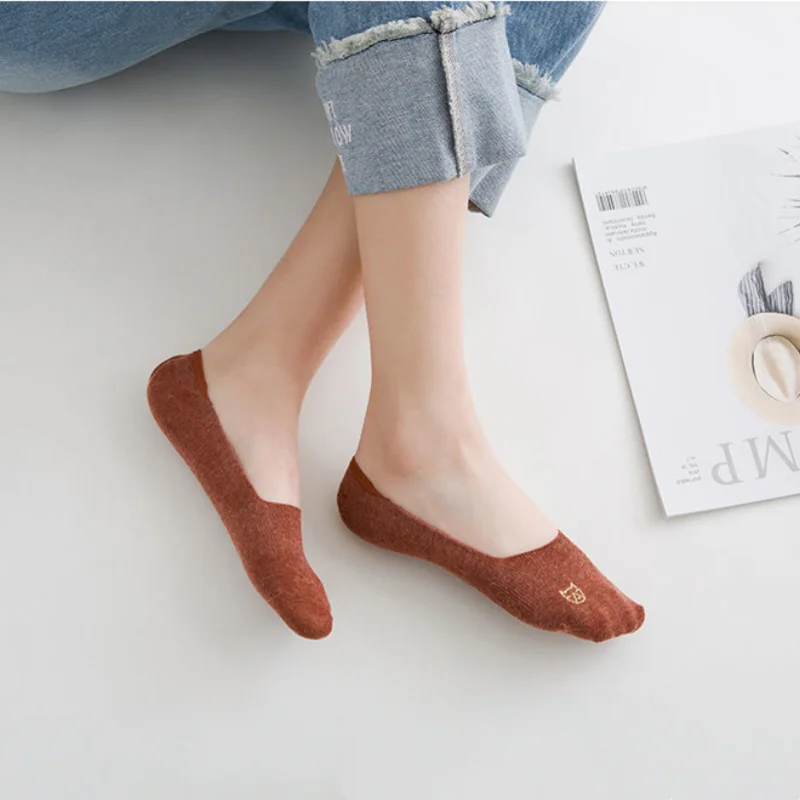 1/3/5/10 Pairs Women Summer Low Cut Socks Invisible Thin Silicone Grip No Slip Korean Fashion Cute Print Daily Wear image 6