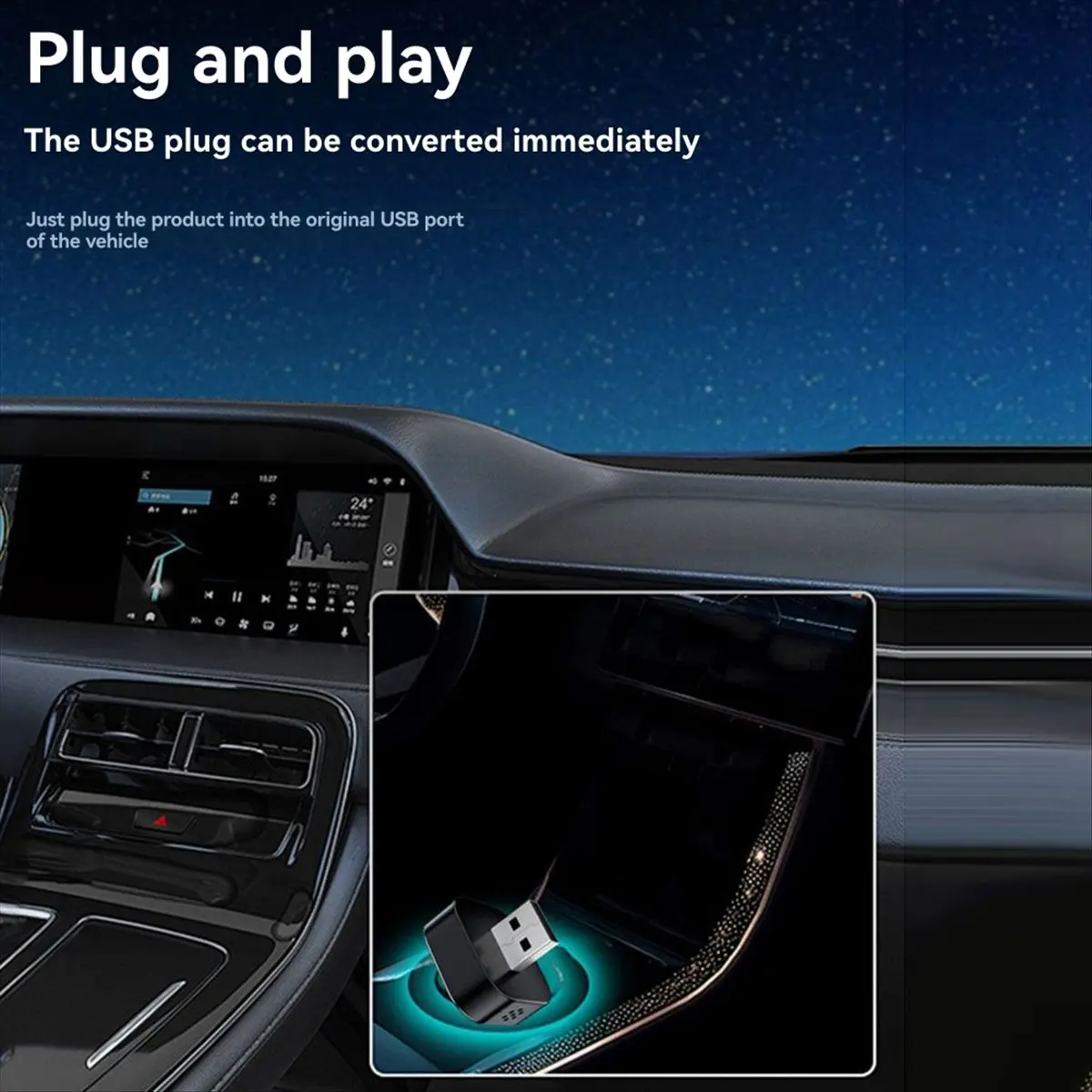 ☶❈＊♥AC856-2-in-1 Smart Wireless Carplay Android Auto USB Car Dongle AI Box Bluetooth WiFi for Wired CarPlay/Andriod Auto Car B