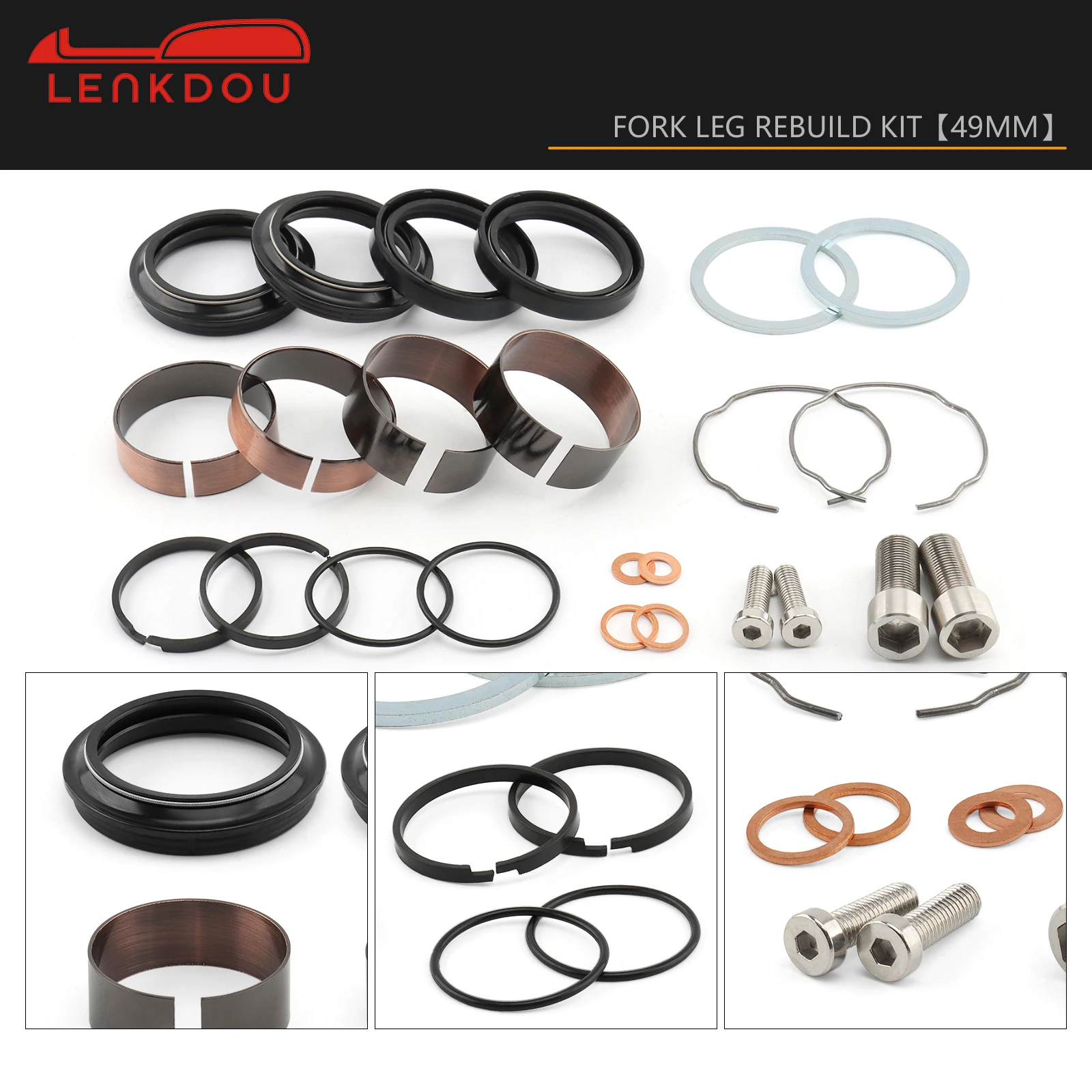 Motorcycle 49mm Black Front End Fork Leg Rebuild Kit For Harley Dyna Super Glide FXD Street Bob FXDB Low Rider FXDL 2006-2017