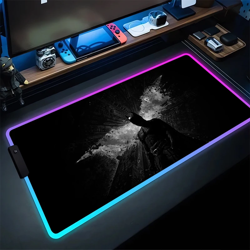 

RGB Mouse Pad B-Batman Non-Slip Rubber Edge locking mousepads Game play mats notebook computer boy style Home Decor handsome