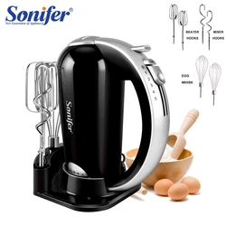 Food Mixer Electric Whisk Cuisine Kitchen Hand Blender With Dough Hooks Chrome Egg Beater For Cream Sweets Bakery Cake Sonifer