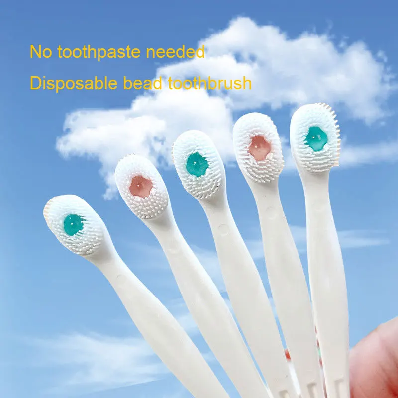 Escova de dentes descartável com palito, Mint Peach Flavor, Mini Explodida Bead Tooth Brushes para Adulto, Limpeza Oral