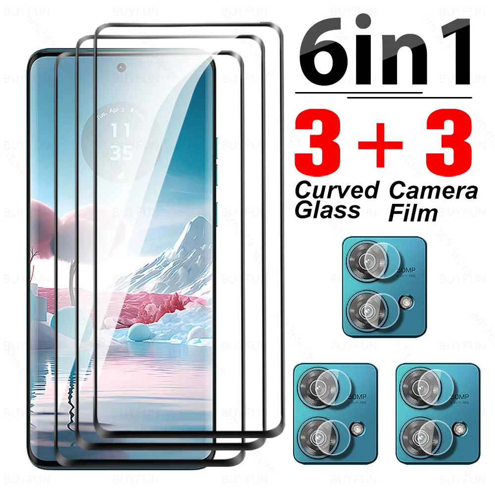 6in1 Curved Screen Protector For Motorola Edge 40 Neo Tempered Glass Case Moto Rola Edge40 Pro Edge40Neo 40Pro 40Neo Camera Film