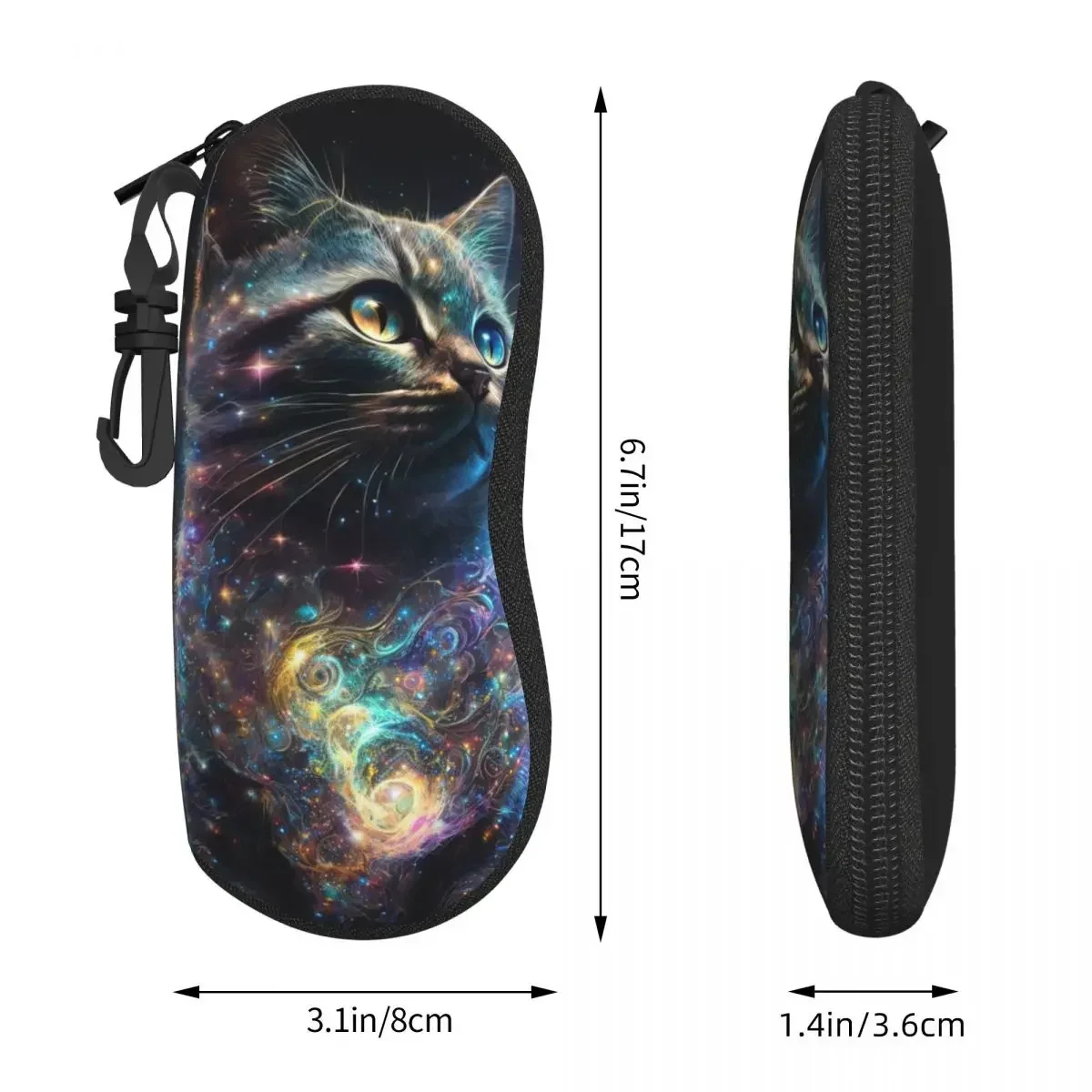 Neon Cat Glasses Case Cover psychedelic stars Sunglasses  Daily Fashion Eyewear Organizer Zipper Male Female  Box