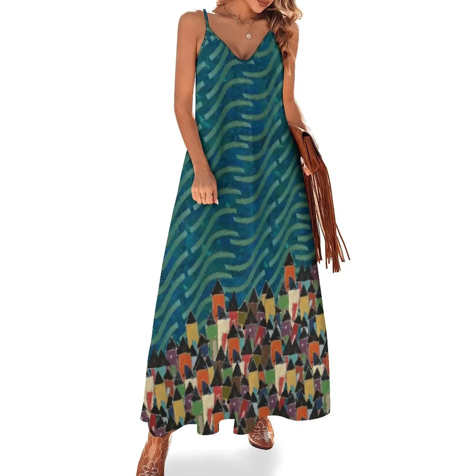 

Fisherman's Village - Cobalt Sleeveless Dress summer dress woman 2024 Women's evening dress beach