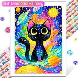 DIY Animal AB Diamond Painting Black Cat Full Diamond Mosaic Embroidery Starry Sky Art Cross Stitch Set Handmade Home Decoration