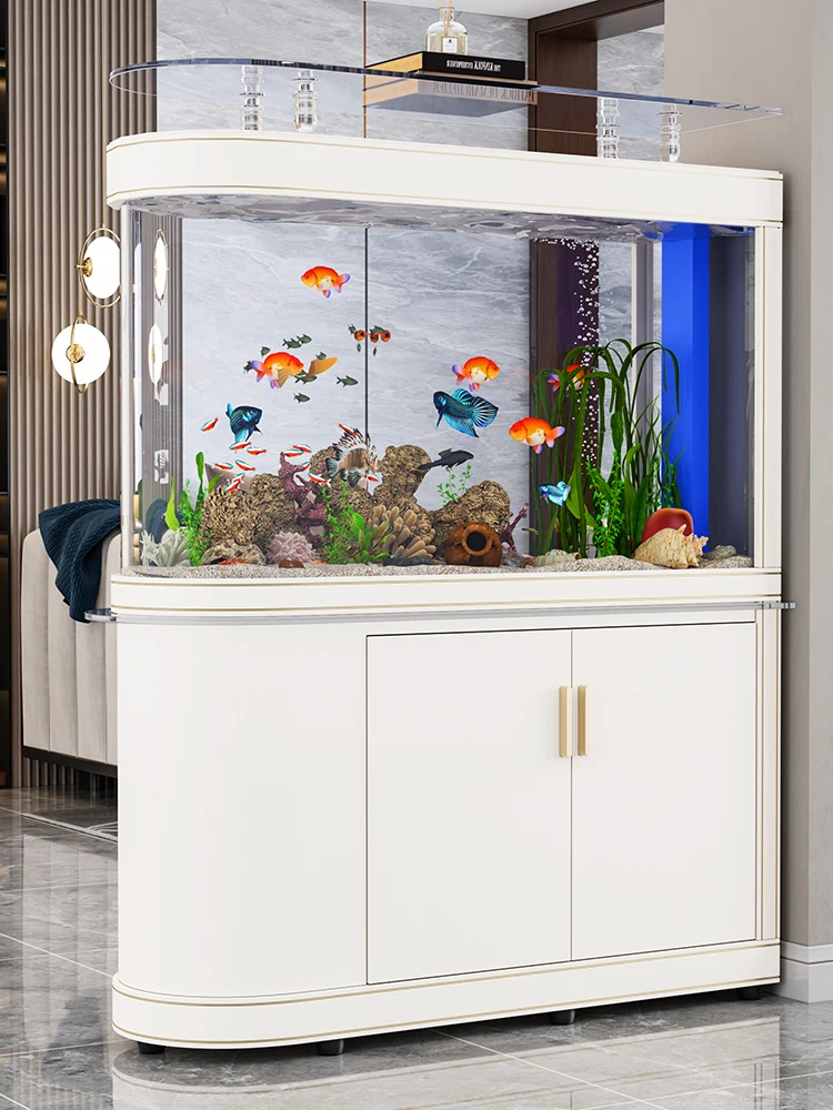 Light luxury fish tank living room household bullet screen partition large bottom filter