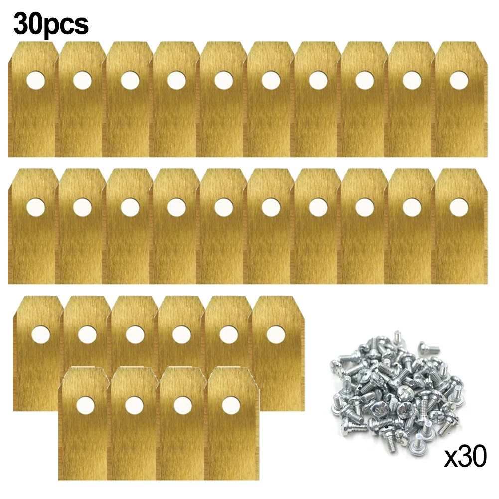 30/45 Pcs Lawn Robot Blade Golden Titanium Plating Lawn Mower Replacement Blade Robotic Lawnmower Parts Garden Supplies