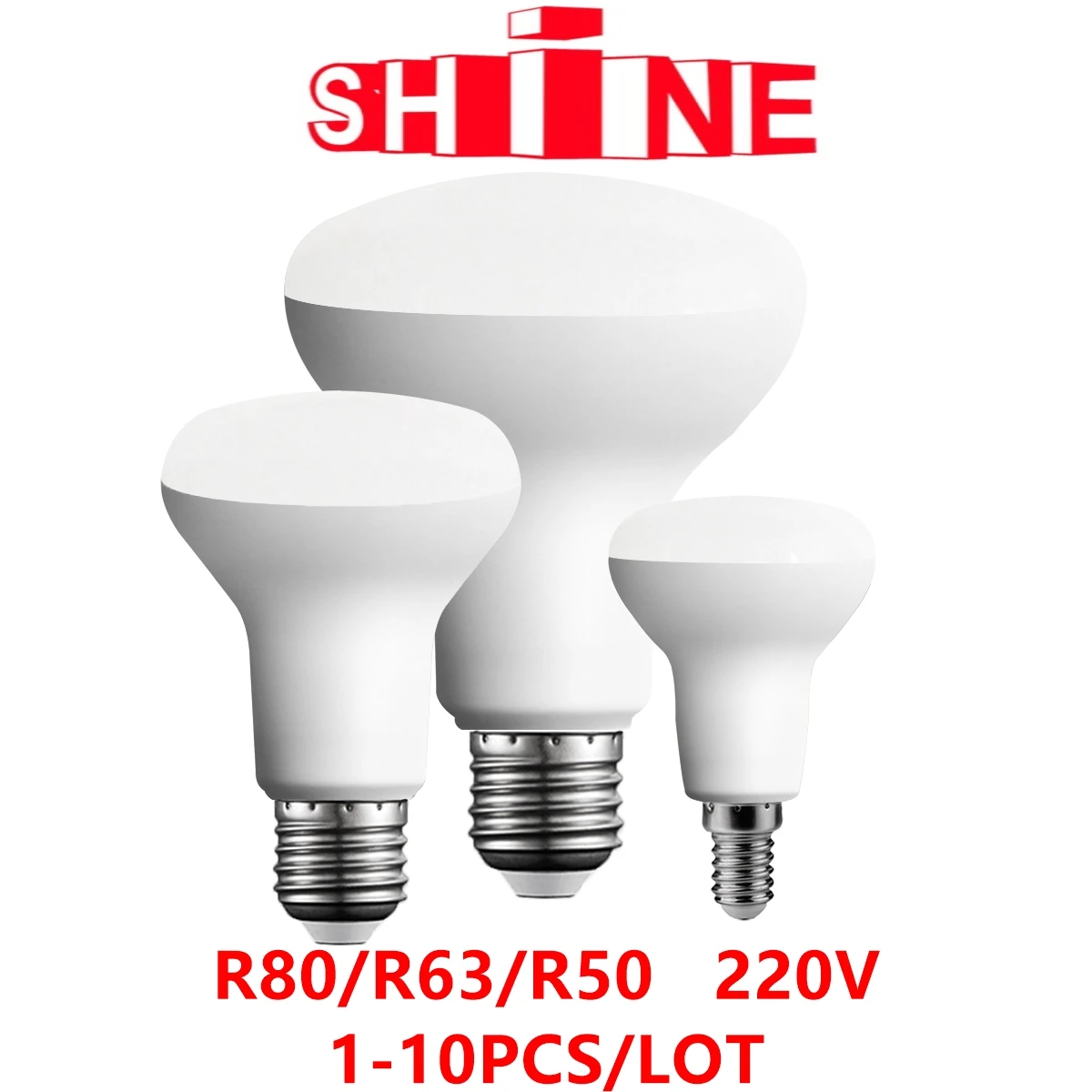 1-10PCS LED Mushroom light bath master middle light R80 R63 R50 E27 220V 6W-12W in line with ERP2.0 strobo-free warm white light