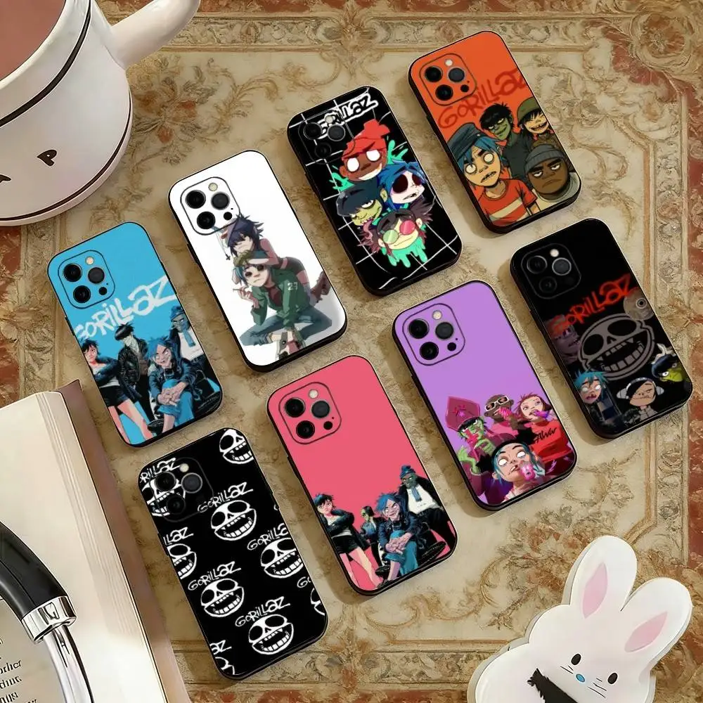 

C-Gorillaz Anime Phone Case For iPhone 17,16,15,14,13,12,11 Plus,Pro Max,XS,Soft Silicone Black Cover