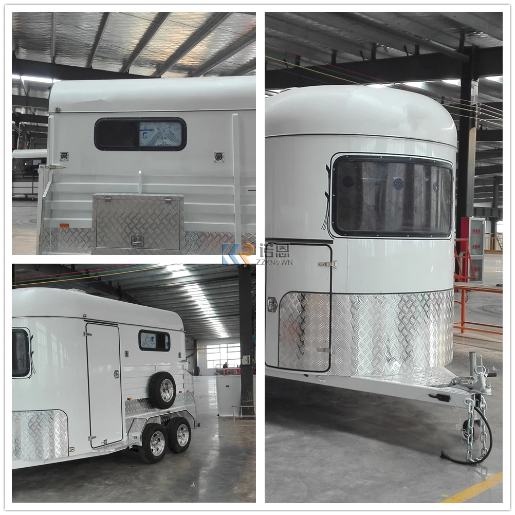 Luxurious 2 Horse Straight Load Float with Living Quarter Custom Horse Box Trailer with Caravan Door