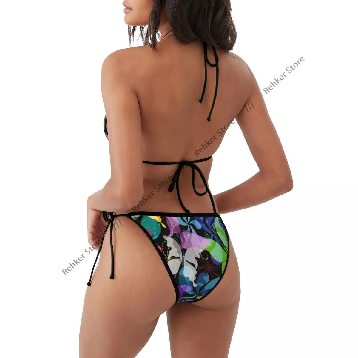 Sexy Bikini Floral Colorful Butterflies Swimsuit Women Swimwear Set Bathing Suit Beach Wear